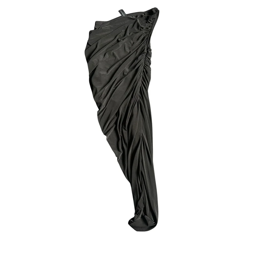Norma Kamali Diana Ruched One-Shoulder Midi-Dress Black Women's Medium